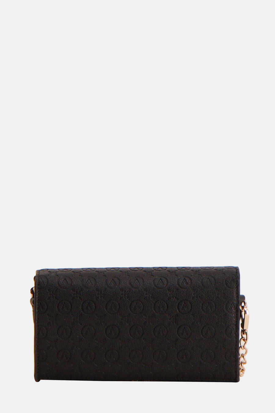 Zwarte VALENTINO BAGS schoudertas met ruitpatroon en gouden kettingriem.