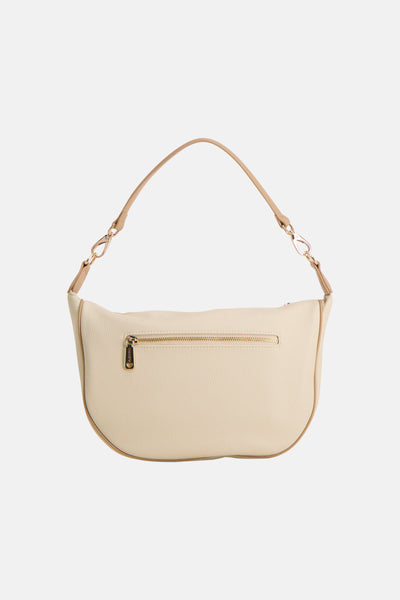 Ecru schoudertas van VALENTINO BAGS met een zichtbare gouden ritssluiting aan de achterkant.