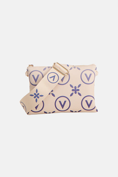 Multikleuren schoudertas van VALENTINO BAGS, met V-monogram en toon-op-toon bloemenpatroon.