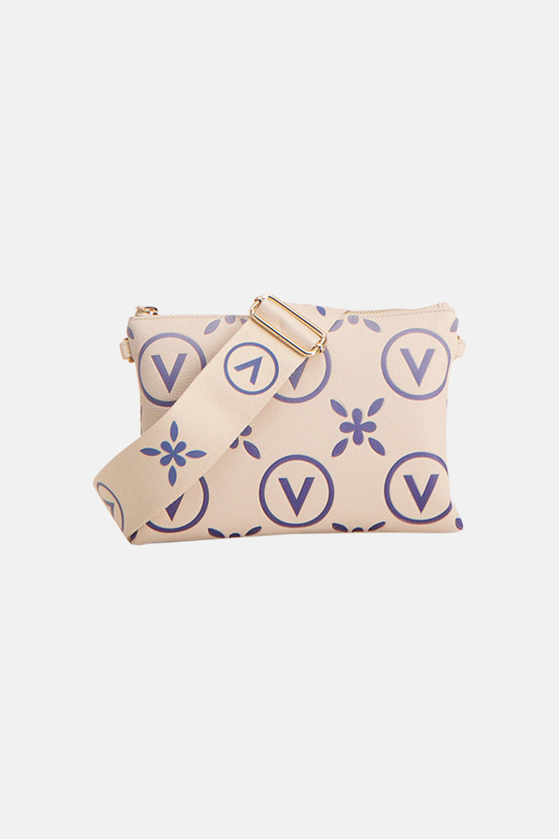 Multikleuren schoudertas van VALENTINO BAGS, met V-monogram en toon-op-toon bloemenpatroon.