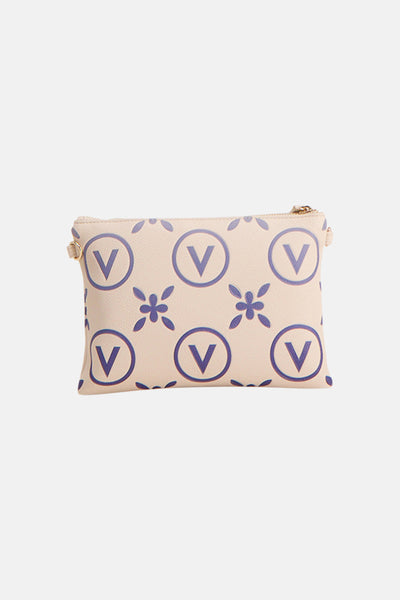 Sac à bandoulière multicolore de VALENTINO BAGS, avec motif monogramme V et motif floral ton sur ton.
