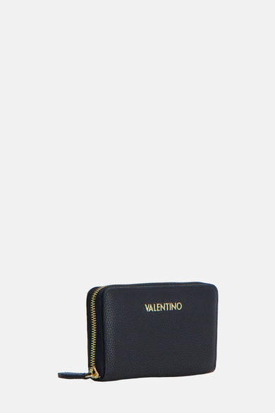 Zwarte schoudertas van VALENTINO BAGS met een generfde textuur en een gouden ritssluiting.