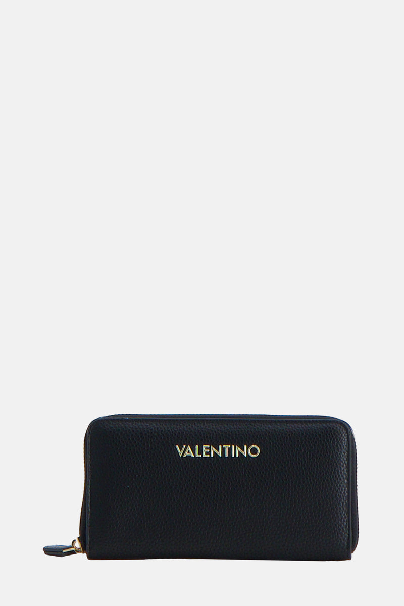 Zwarte VALENTINO BAGS schoudertas met een korrelige textuur en zichtbare ritssluiting.