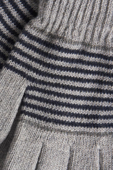Grijze Access® handschoenen, met donkere horizontale strepen, van dik breiwerk voor een comfortabele en warme stijl.