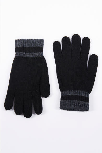 Gants noirs de Access®, avec des rayures grises au poignet, à plat sur un fond blanc.