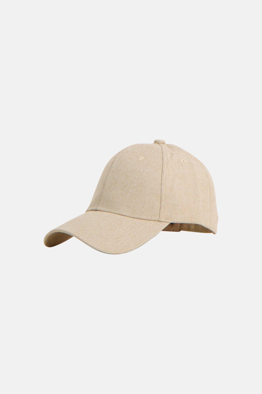 Beige pet van Access®, van getextureerde stof, met een gebogen klep en een knoop bovenop.
