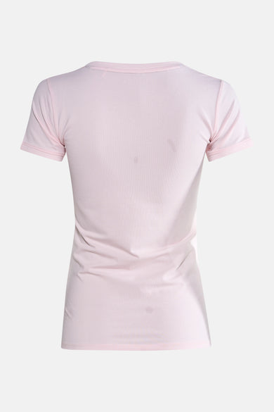 Effortloos roze T-shirt van Guess, met korte mouwen en een nauwsluitende pasvorm
