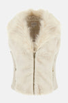 Ecru nepbonten gilet van Guess, met een gouden ritssluiting en gebreide details.