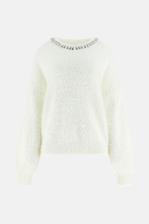 Pull met ronde hals - wit