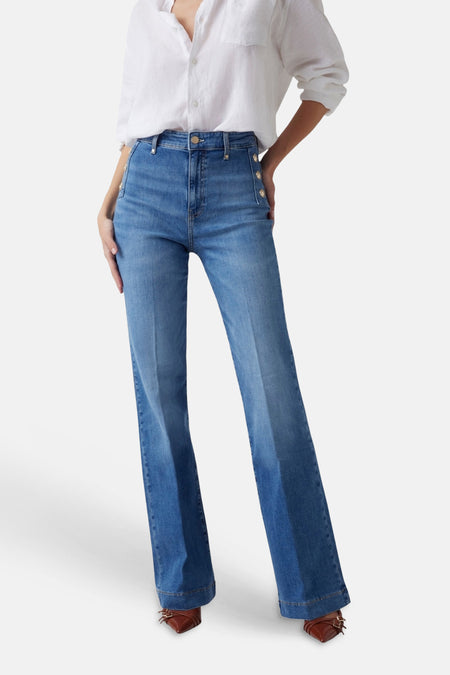 Jean évasé mid blue denim - Guess®