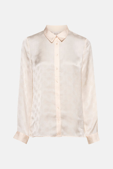 Beige blouse met lange mouwen van Guess, met subtiel patroon over de gehele stof.
