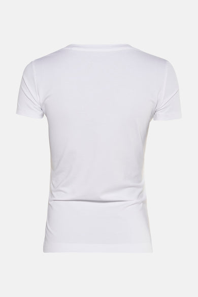 T-shirt blanc à manches courtes de Guess, vue de dos, coupe ajustée.
