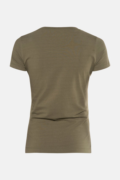 T-shirt vert à manches courtes de Guess, uni, vue de dos.