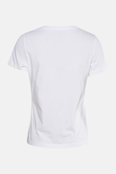 Wit T-shirt met korte mouwen van Guess, effen en eenvoudig op een lichte achtergrond.