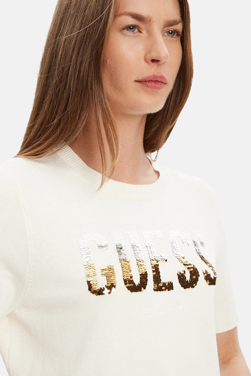 Pull met ronde hals - ecru