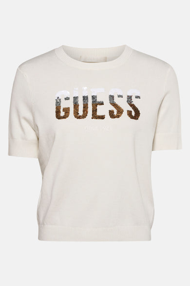 Pull met ronde hals - ecru