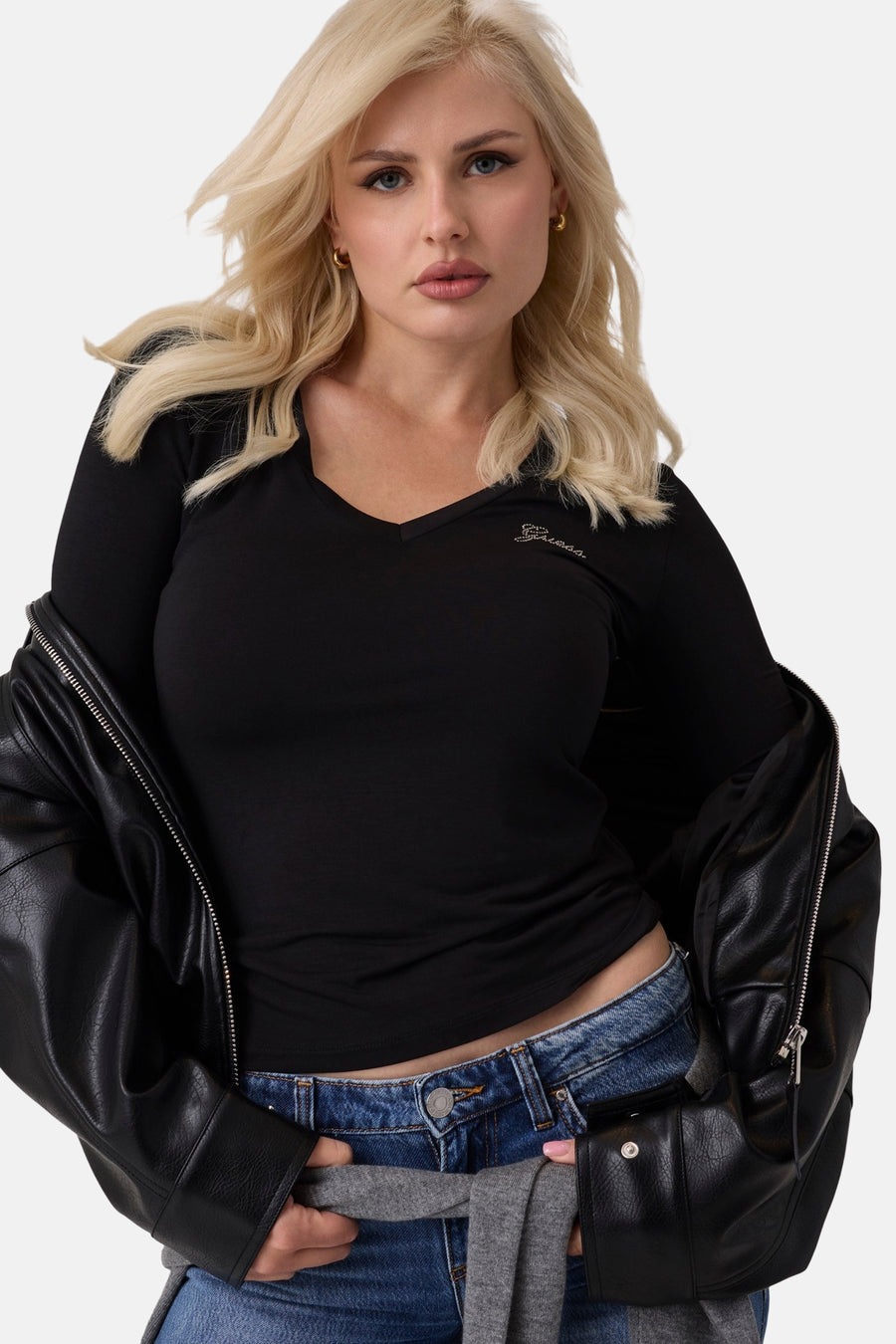 Top uni manches longues noir - Guess®