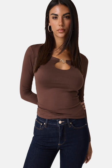 Top uni manches longues brun - Guess®