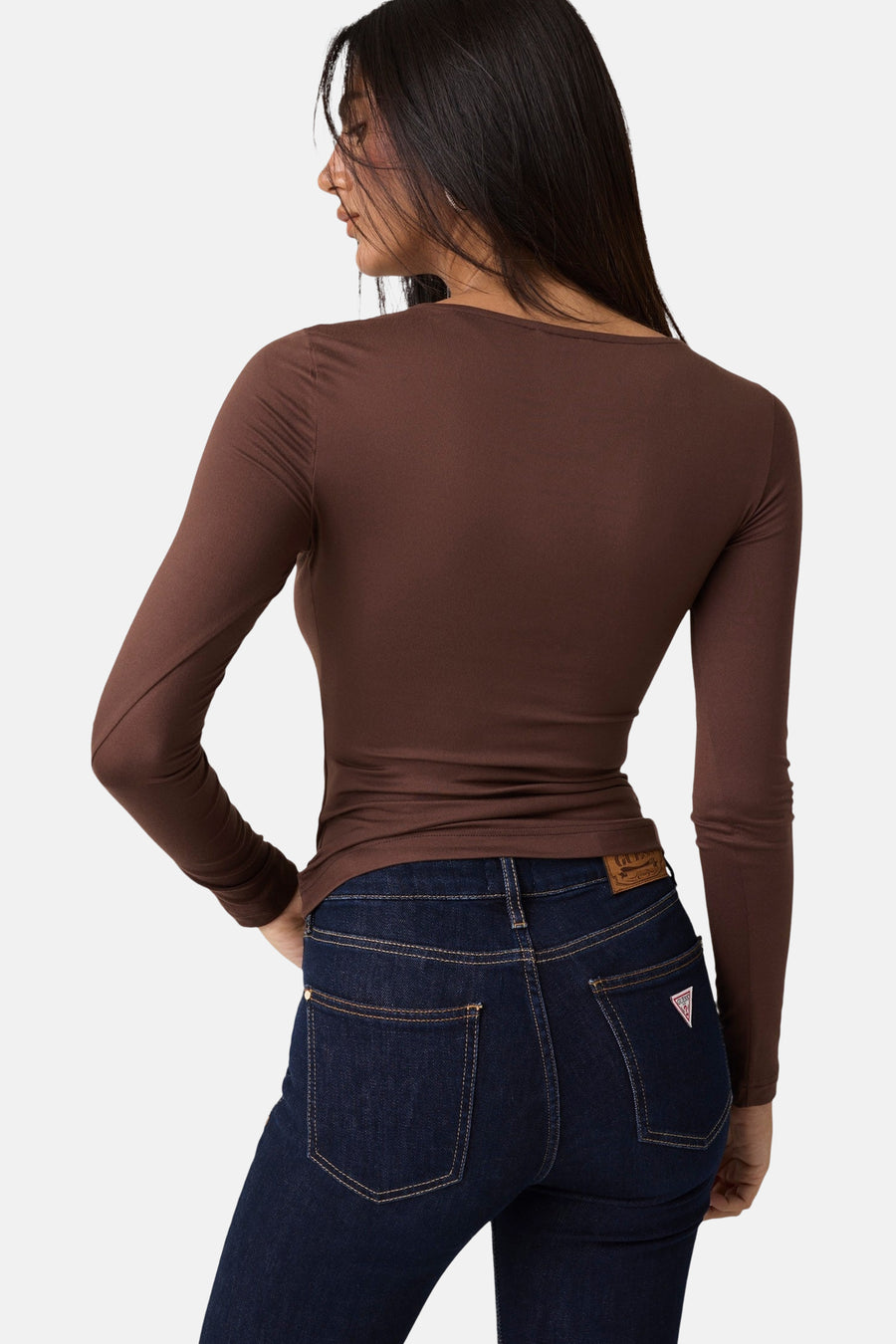 Top uni manches longues brun - Guess®