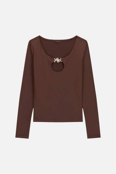 Top uni manches longues brun - Guess®