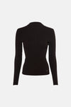 Pull col roulant brun à maille fine par Guess®, vue arrière, détail logo discret sur côté bas