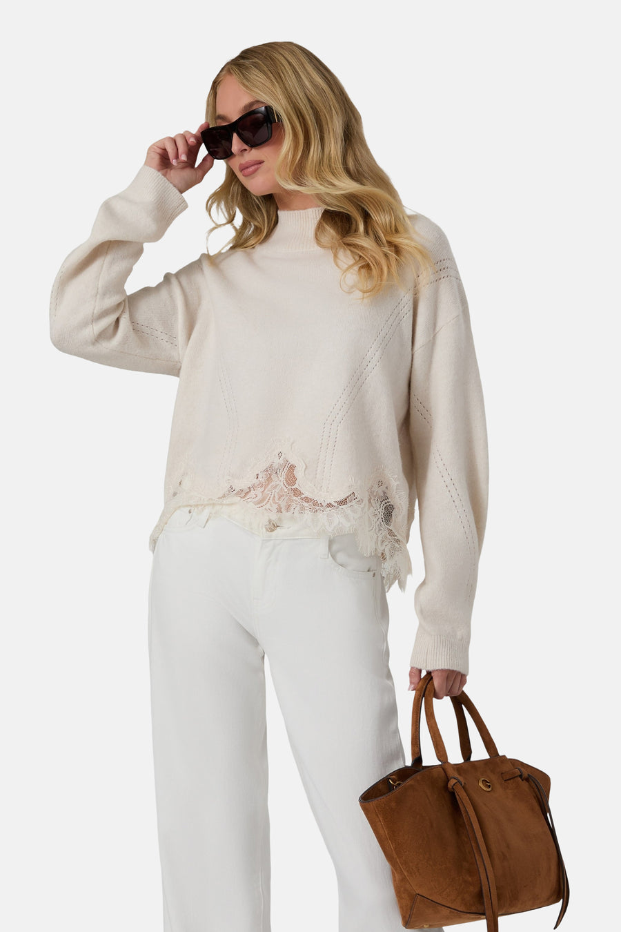 Pull col rond beige - Guess®