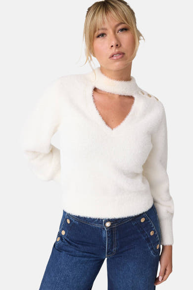 Trui met V-hals wit - Guess®