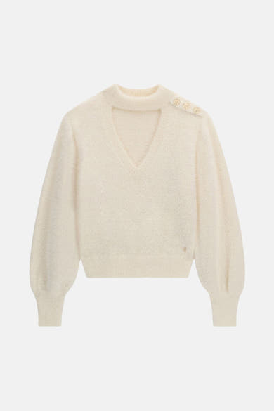 Trui met V-hals wit - Guess®