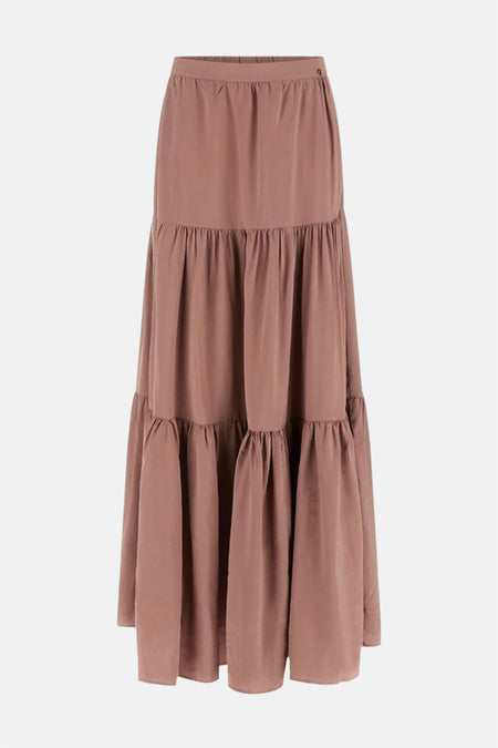 Jupe longue mauve de Guess®, à volants et taille élastiquée.