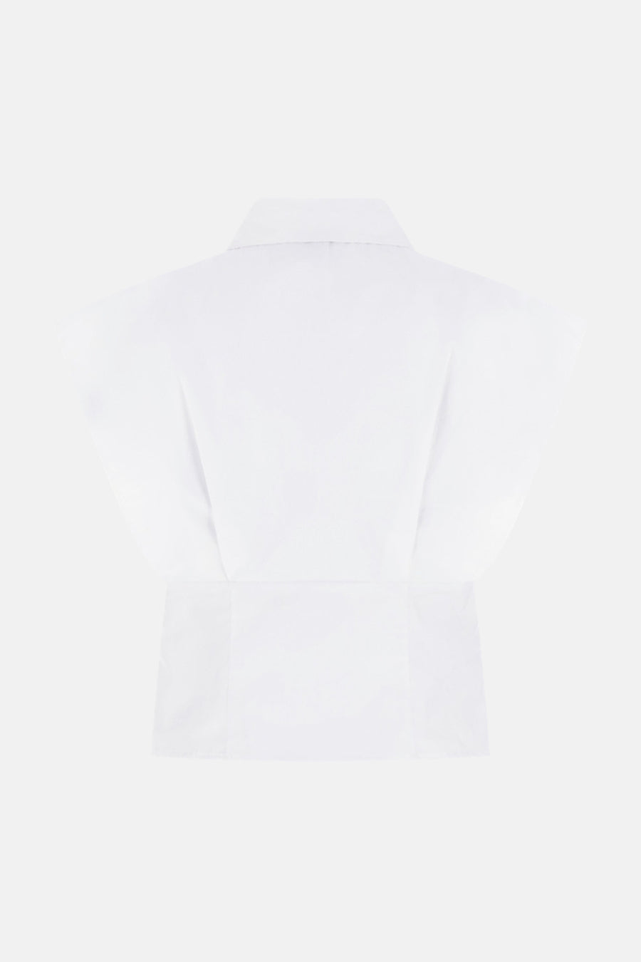 Wit Guess® overhemd, achterkant, mouwloos, met kraag en getailleerde taille.