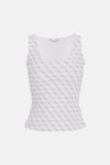 Witte tanktop van Guess, versierd met een toon-op-toon ruitvormig logo-patroon.