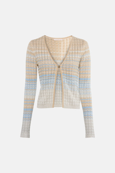 Gilet multicolore de Guess, à rayures horizontales, avec fermeture à bouton unique.