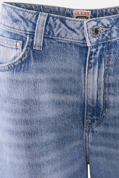 Wijde spijkerbroek van lichtblauw denim van Guess, met verweerde details.