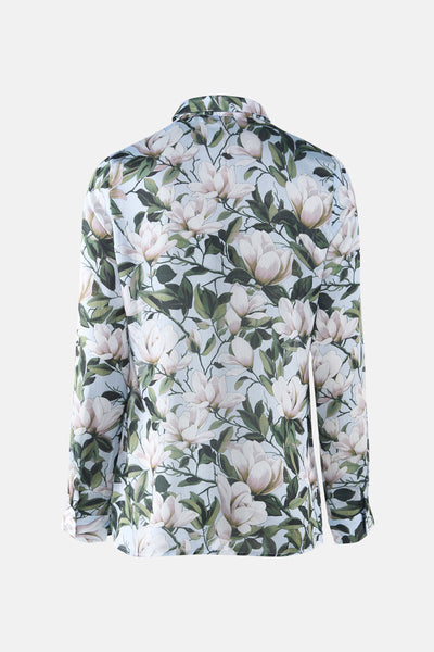 Multikleurig overhemd met lange mouwen van Guess, met bloemenpatroon en groene bladeren.