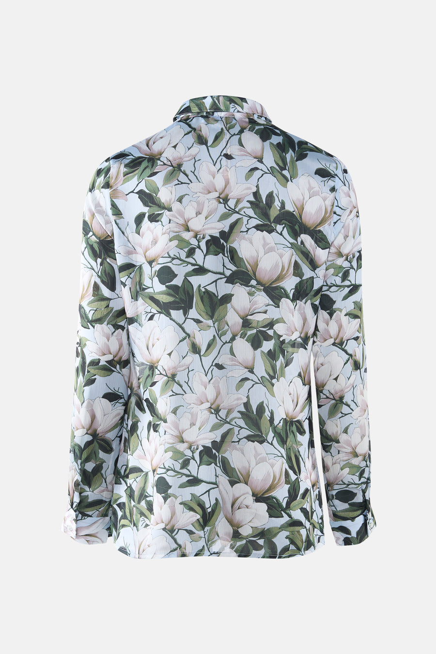 Multikleurig overhemd met lange mouwen van Guess, met bloemenpatroon en groene bladeren.