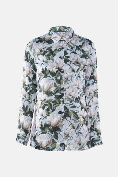 Multikleurig overhemd met lange mouwen van Guess, met een bloemenpatroon van magnolia's.