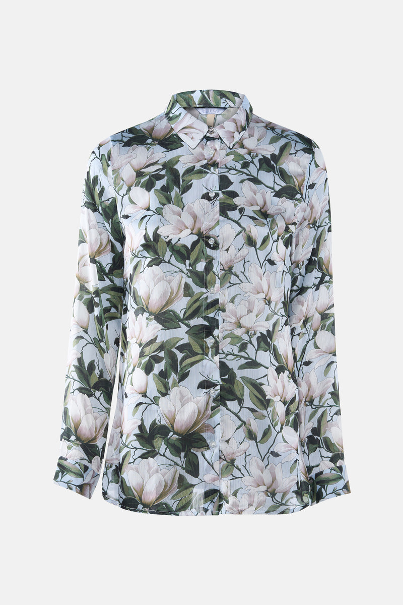Multikleurig overhemd met lange mouwen van Guess, met een bloemenpatroon van magnolia's.