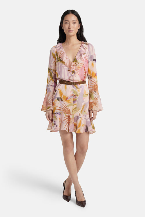 Kleedje met lange mouwen - PMOS / SARIKA PALM PRINT
