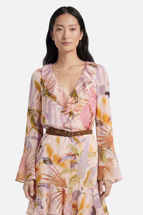 Kleedje met lange mouwen - PMOS / SARIKA PALM PRINT