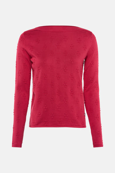 Pull rose à col rond de ZABAIONE, avec un motif texturé en relief sur l'ensemble.