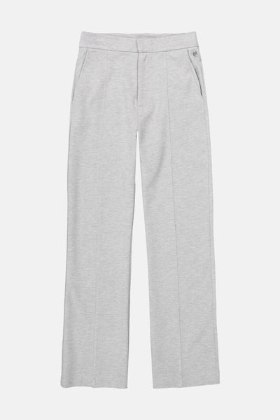 Pantalon gris de GARCIA, coupe droite, avec poches latérales et détail bouton argenté.