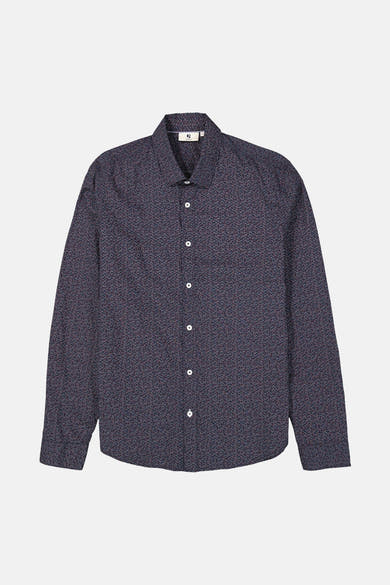 Blauw overhemd met lange mouwen van GARCIA, met patroon, met een witte knoopsluiting.