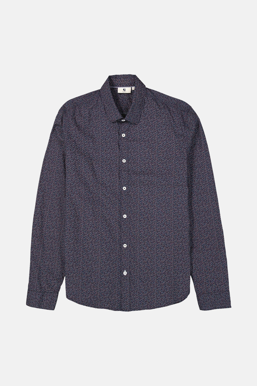 Blauw overhemd met lange mouwen van GARCIA, met patroon, met een witte knoopsluiting.