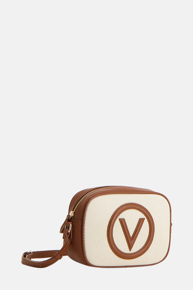 Beige schoudertas van VALENTINO BAGS met contrasterend 'V'-logo en verstelbare schouderriem.