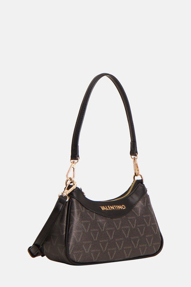 Sac à bandoulière noir de VALENTINO BAGS, avec motif de logo répété et bandoulière amovible.
