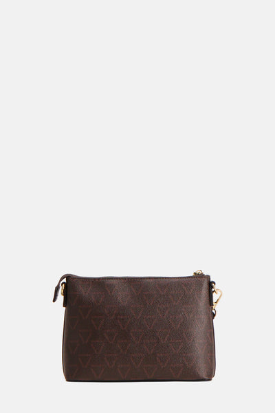 Bruine schoudertas van VALENTINO BAGS met een driehoekig patroon en gouden hardware.