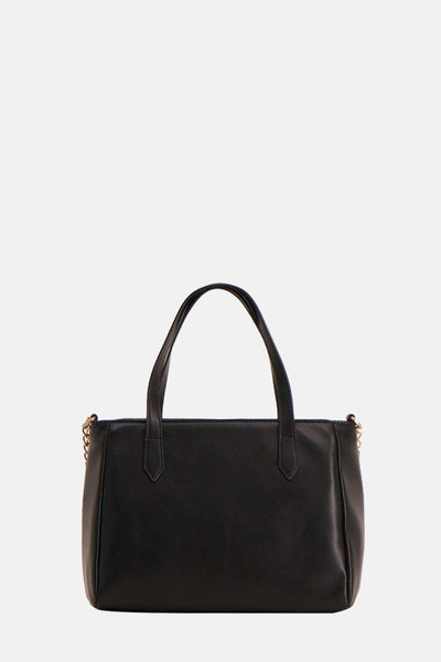 Zwarte handtas van VALENTINO BAGS met gouden kettingdetails aan de zijkanten.