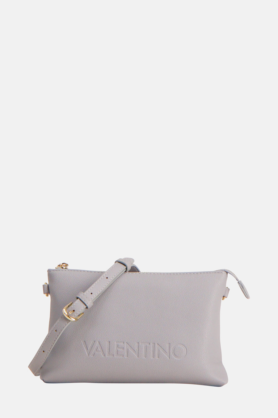 Sac à bandoulière bleu clair de VALENTINO BAGS, avec bandoulière réglable à boucle dorée et logo en relief.
