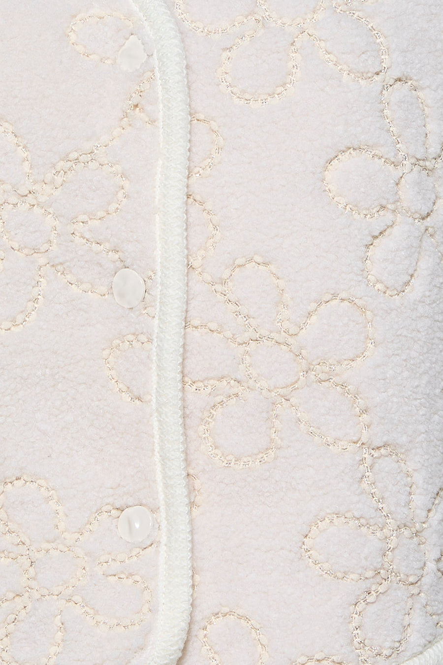 Ecru gilet van ZABAIONE met getextureerd bloemenpatroon en knoopsluiting.