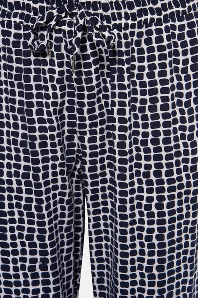 Pantalon multicolore par ZABAIONE avec motif géométrique contrasté et cordon de serrage à la taille.